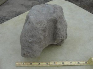 Quarried stone from the cellar hole with drill hole